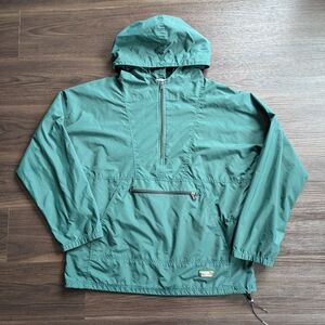 VTG L.L. Bean Men's Green Anorak Half-Zip Jacket Large 90s Outdoor Windbreaker